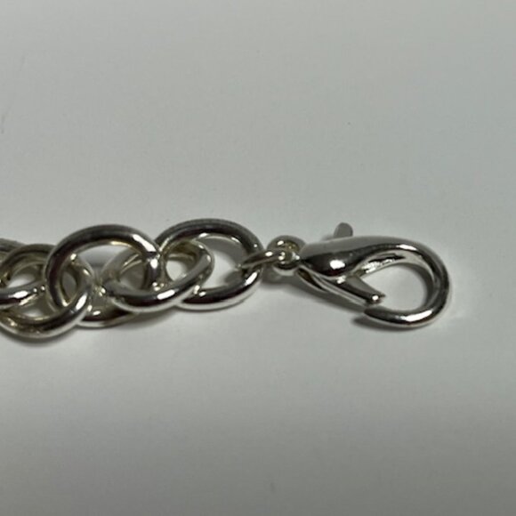 Silver-Tone Chain Charm Bracelet w/Heart, "M" Initial, Faux Pearl, Rhinestones - Picture 8 of 13